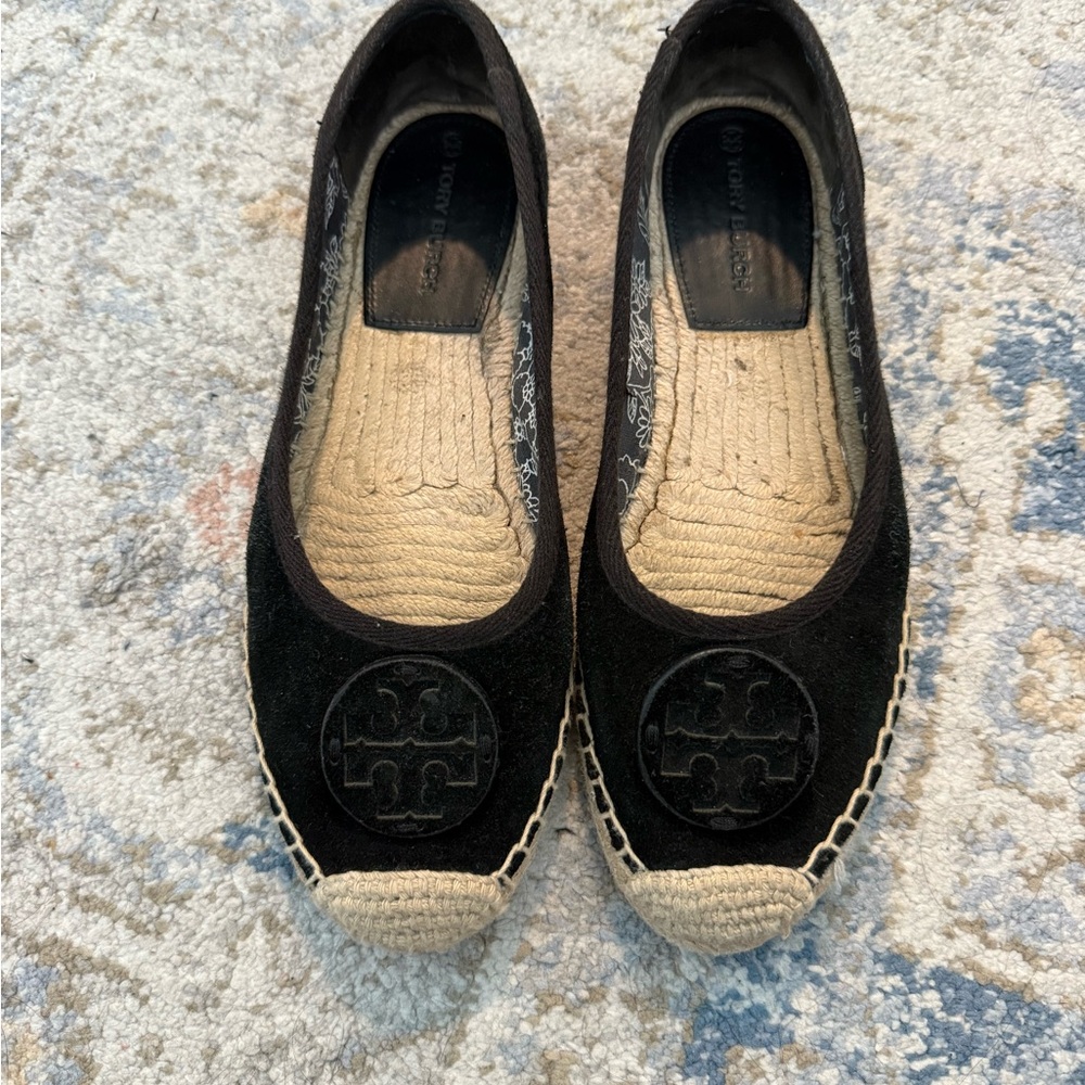 Tory Burch Black Suede Espadrilles size 8